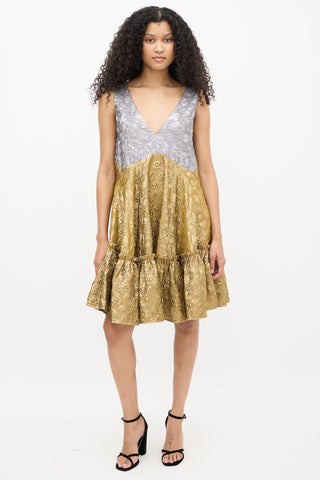 N°21 Gold 
Silver Textured Brocade Dress