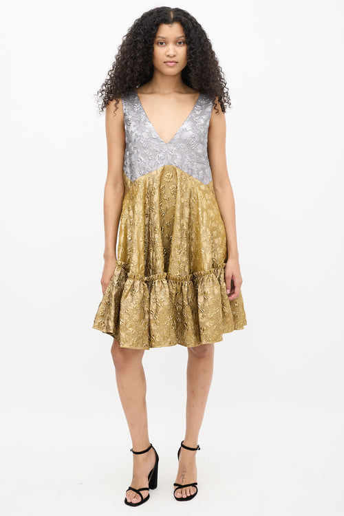 N°21 Gold 
Silver Textured Brocade Dress