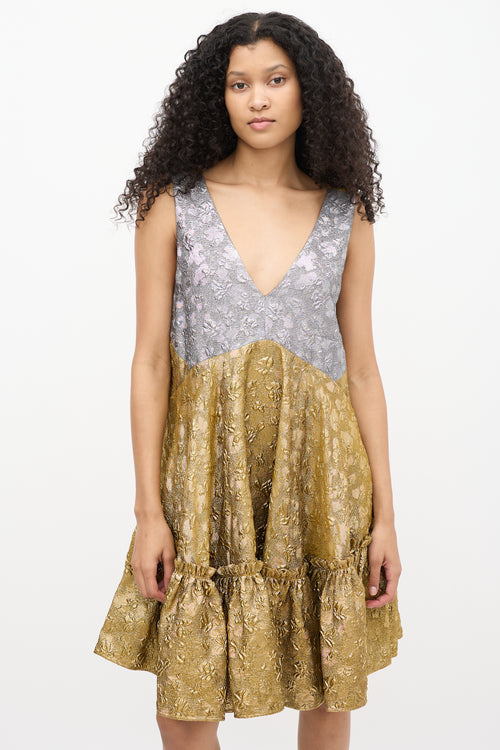 N°22 Gold 
Silver Textured Brocade Dress