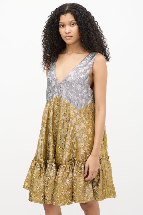 N°23 Gold 
Silver Textured Brocade Dress