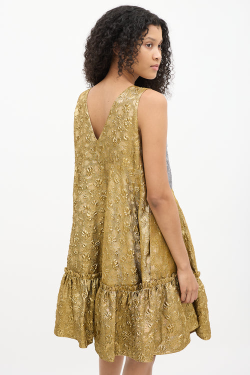 N°25 Gold 
Silver Textured Brocade Dress