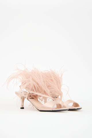 N°21 Pink Satin 
Feather Slingback Sandal