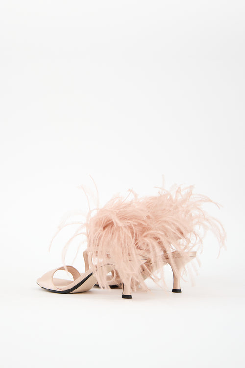 N°21 Pink Satin 
Feather Slingback Sandal