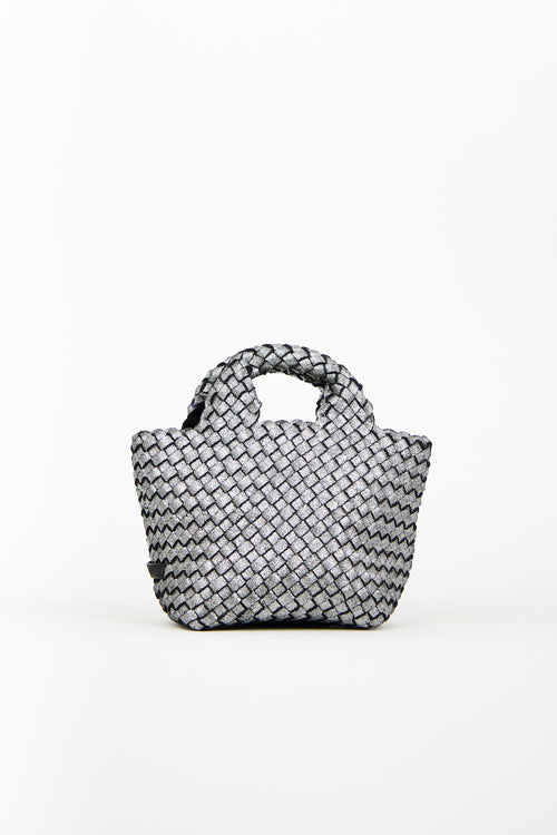 Naghedi Silver Woven St. Barths Mini Tote Bag