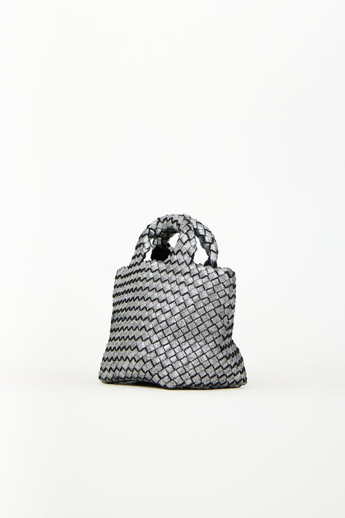 Naghedi Silver Woven St. Barths Mini Tote Bag