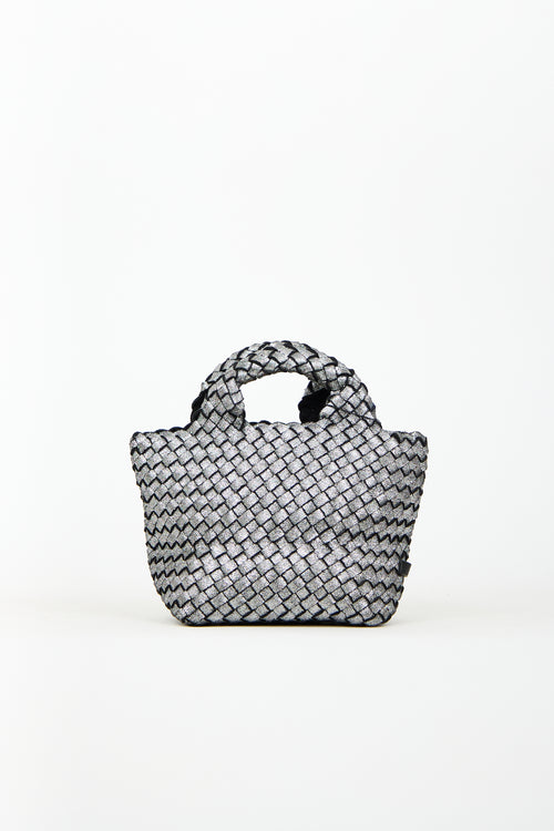 Naghedi Silver Woven St. Barths Mini Tote Bag