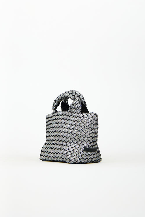 Naghedi Silver Woven St. Barths Mini Tote Bag