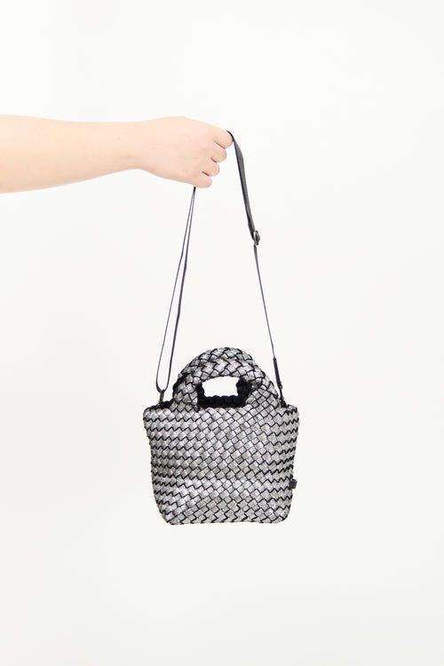 Naghedi Silver Woven St. Barths Mini Tote Bag