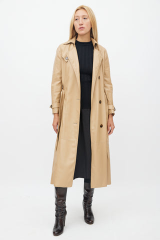 Nanushka Beige Faux Leather Trench Coat