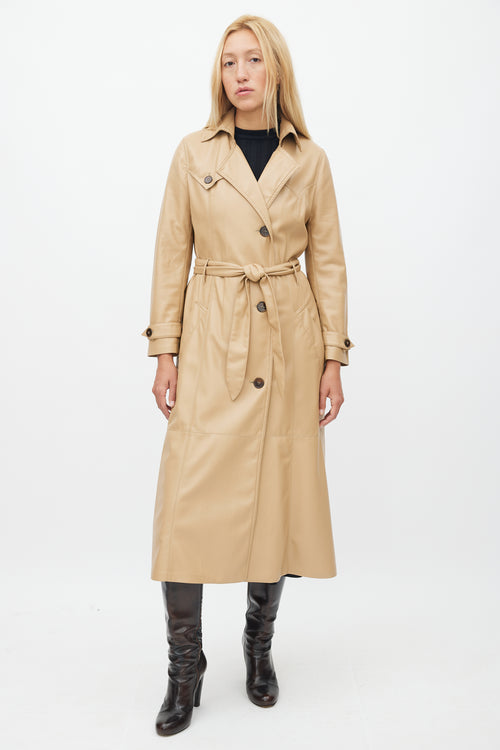 Nanushka Beige Faux Leather Trench Coat