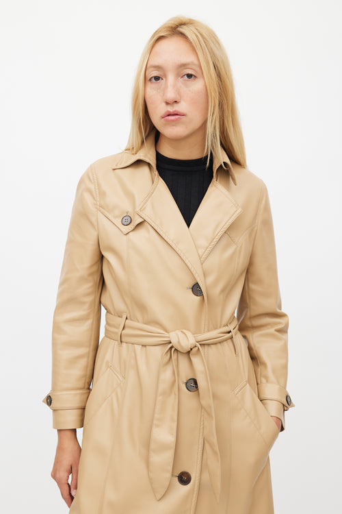 Nanushka Beige Faux Leather Trench Coat