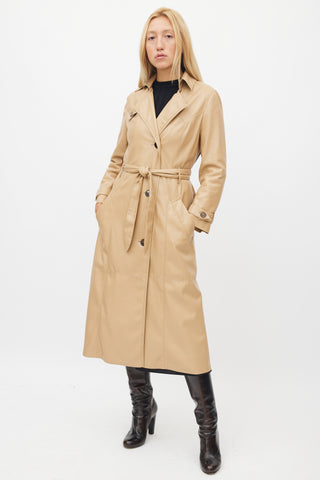 Nanushka Beige Faux Leather Trench Coat