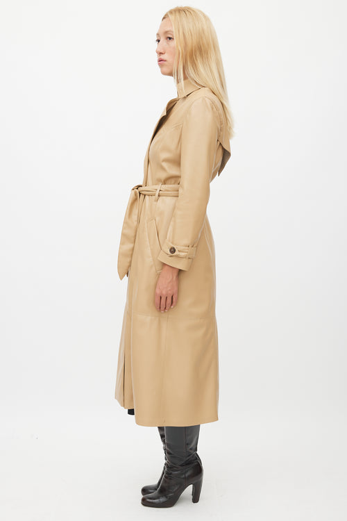 Nanushka Beige Faux Leather Trench Coat