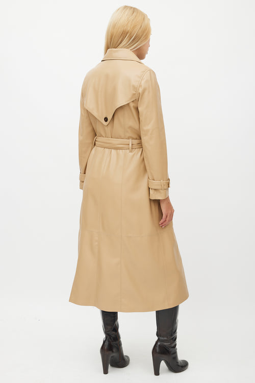 Nanushka Beige Faux Leather Trench Coat