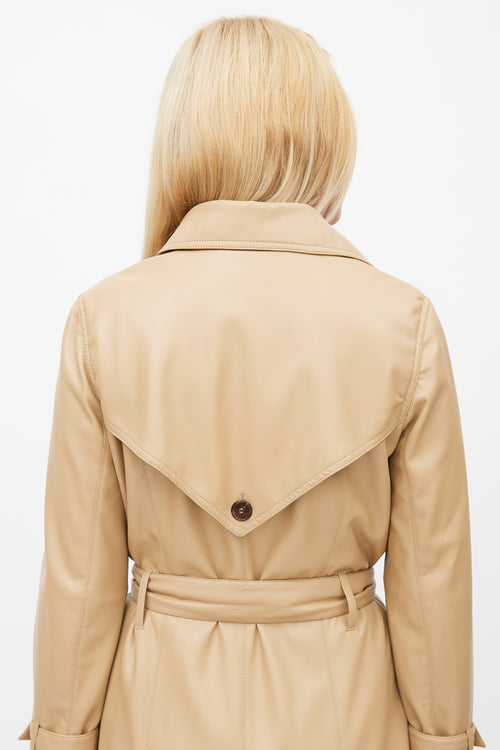 Nanushka Beige Faux Leather Trench Coat