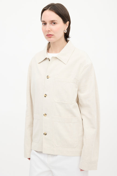 Nanushka Beige Linen Blend Chore Jacket