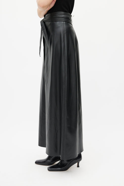 Nanushka Black Leather Button Maxi Skirt