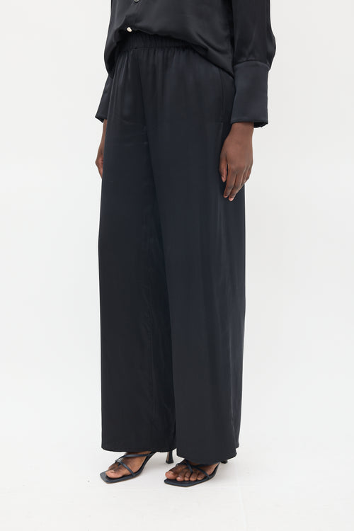 Nanushka Black Silk Shirt 
Pant Co-Ord Set