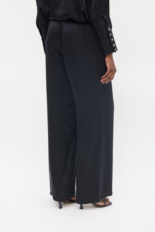 Nanushka Black Silk Shirt 
Pant Co-Ord Set