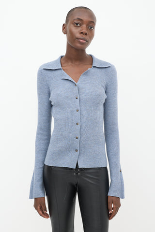 Nanushka Blue Ribbed Knit Cardigan