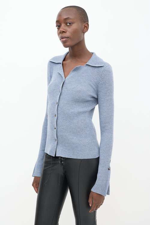 Nanushka Blue Ribbed Knit Cardigan