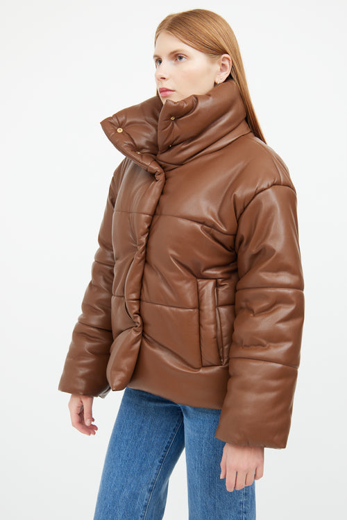 Vegan Leather Puffer Jacket