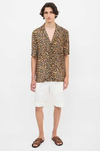 Nanushka Brown 
Black Plissé Printed Shirt