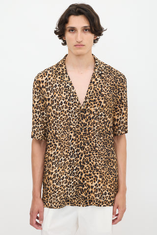 Nanushka Brown 
Black Plissé Printed Shirt