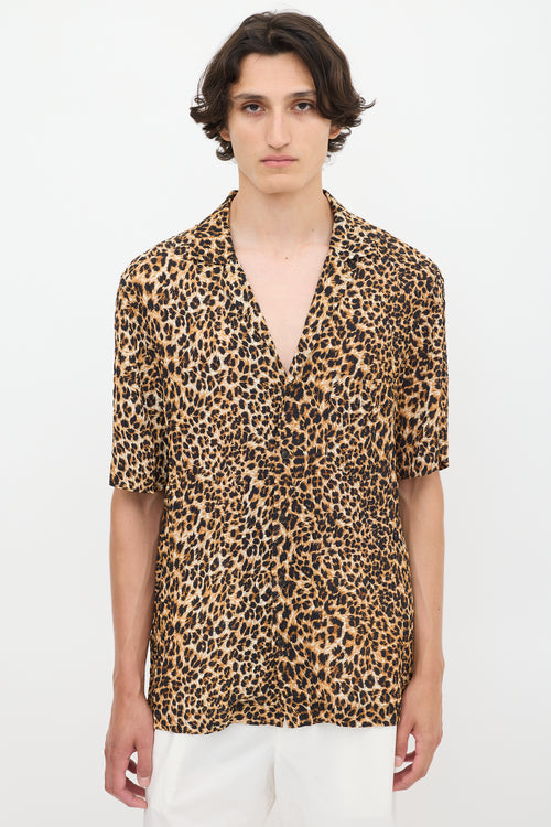 Nanushka Brown 
Black Plissé Printed Shirt