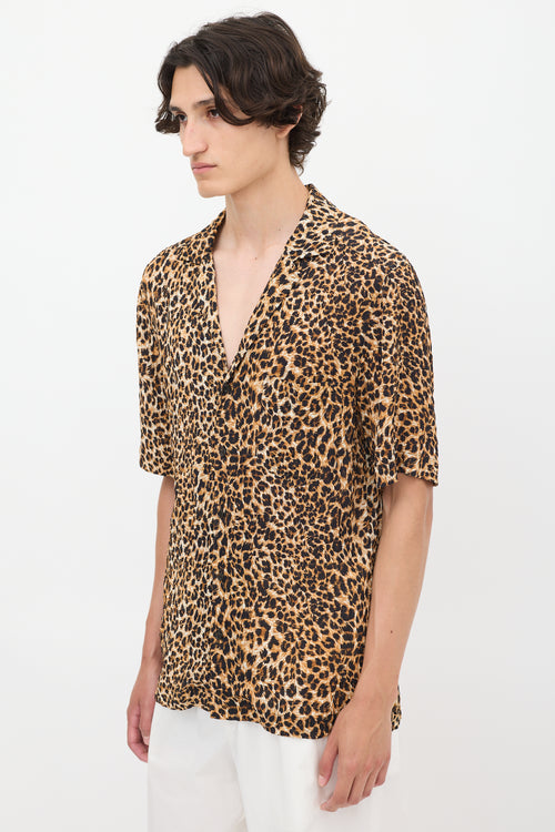 Nanushka Brown 
Black Plissé Printed Shirt