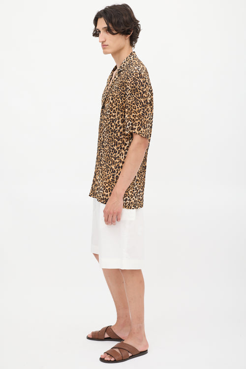 Nanushka Brown 
Black Plissé Printed Shirt