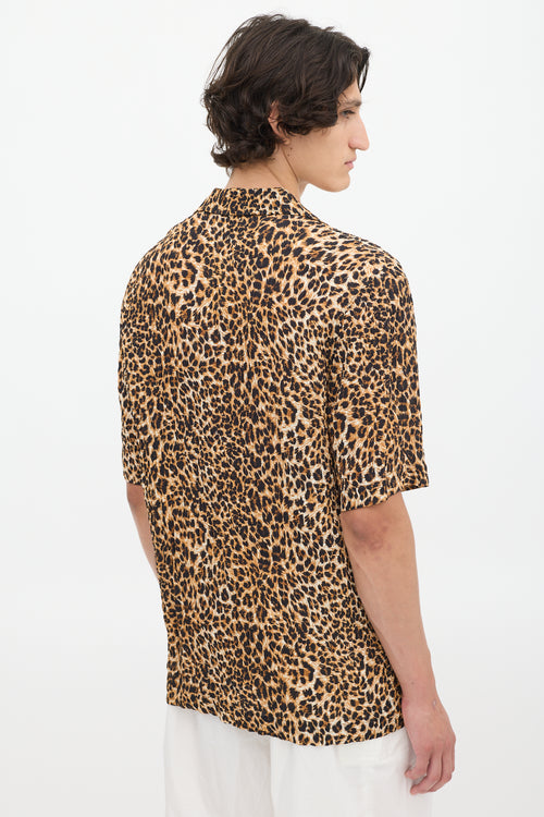 Nanushka Brown 
Black Plissé Printed Shirt