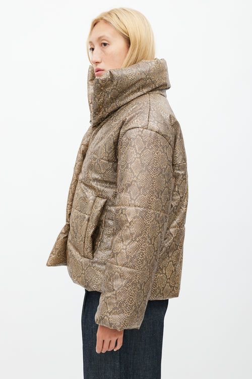 Nanushka Brown Embossed Print Puffer