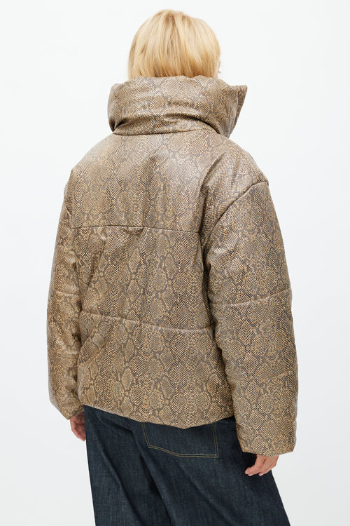 Nanushka Brown Embossed Print Puffer