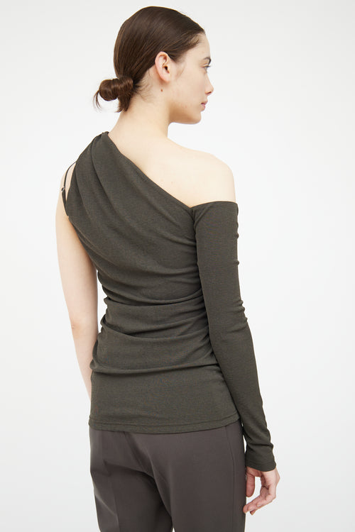 Nanushka Green One Sleeve O-Ring Top