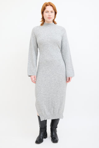 Nanushka Grey Wool Knit Maxi Sweater Dress