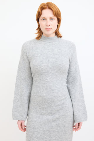 Nanushka Grey Wool Knit Maxi Sweater Dress