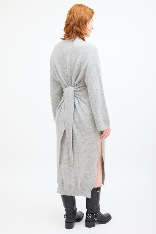 Nanushka Grey Wool Knit Maxi Sweater Dress