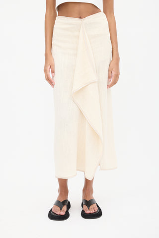 Nanushka White Tweed Drape Skirt