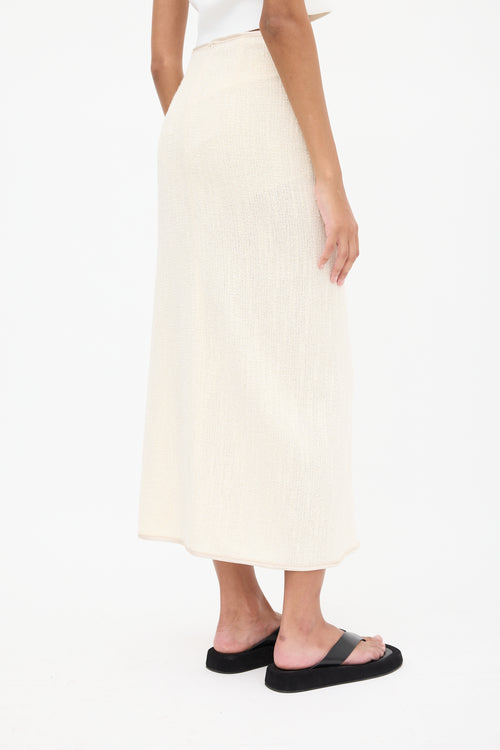 White Tweed Drape Skirt