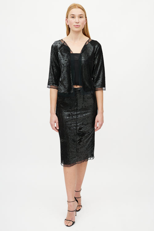 Narcisco Rodriguez Black Sequin Co-Ord Set