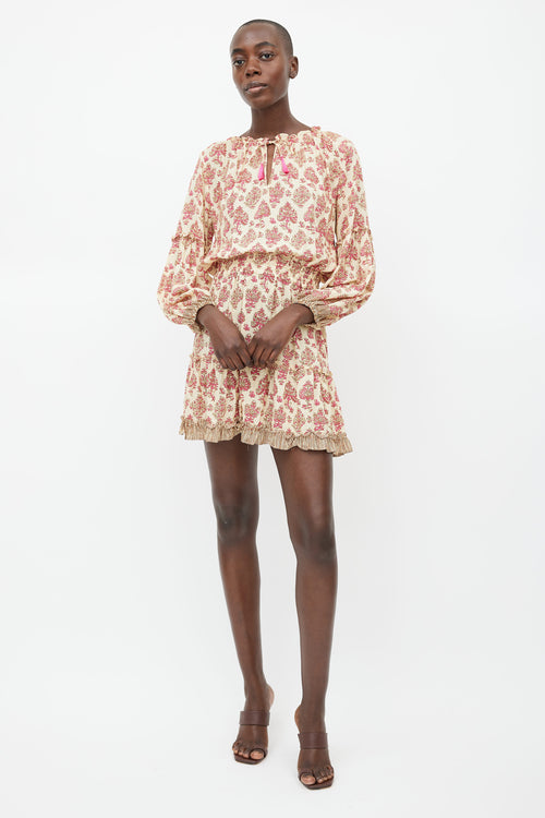 Natalie Martin Beige 
Pink Print Dress