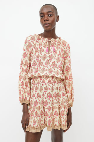 Natalie Martin Beige 
Pink Print Dress