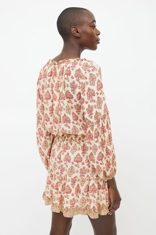 Natalie Martin Beige 
Pink Print Dress