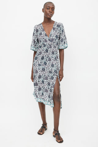 Natalie Martin Blue 
Grey Floral Midi Dress