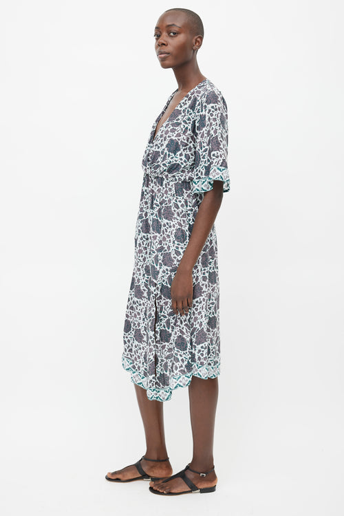 Natalie Martin Blue 
Grey Floral Midi Dress