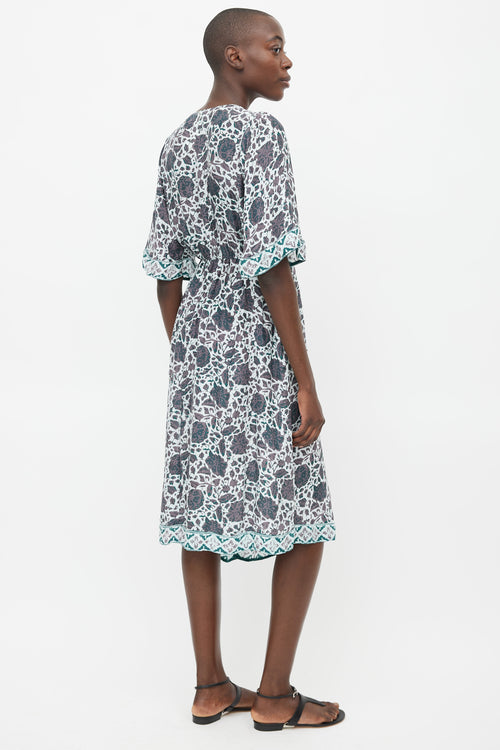 Natalie Martin Blue 
Grey Floral Midi Dress