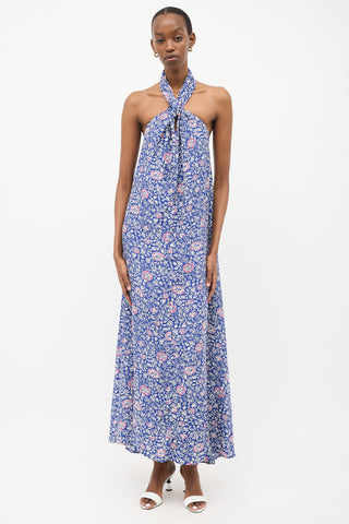 Natalie Martin Blue 
Multi Silk Floral Astrid Dress