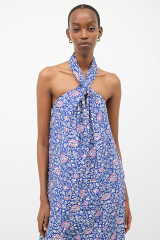 Natalie Martin Blue 
Multi Silk Floral Astrid Dress