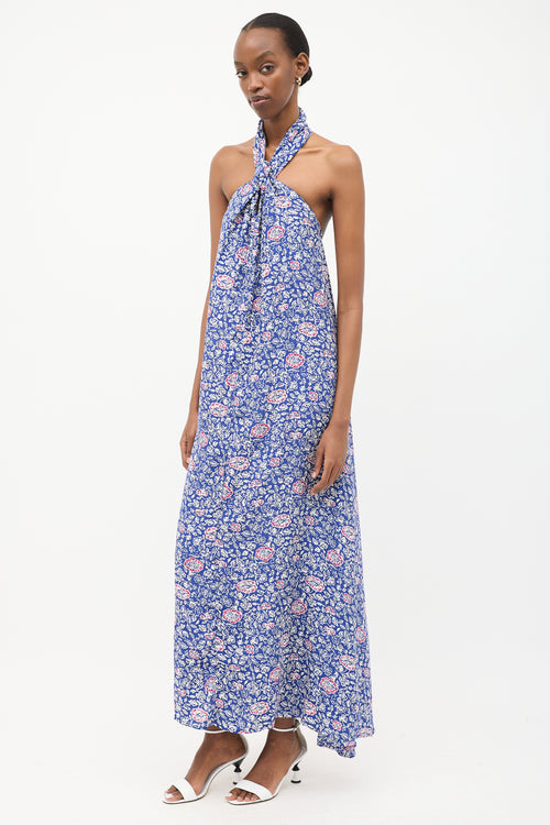 Natalie Martin Blue 
Multi Silk Floral Astrid Dress